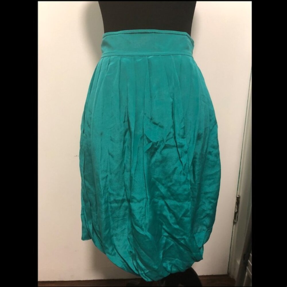 Plenty by Tracy Reese Vibrant Teal Silk High Waisted Skirt